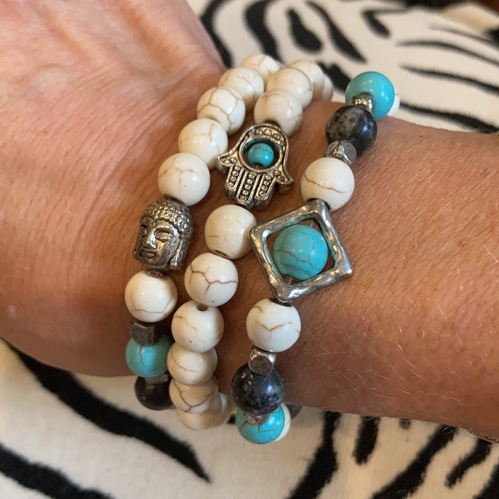 Stackable Beaded Bracelets With Hamsa And Buddha - image 5
